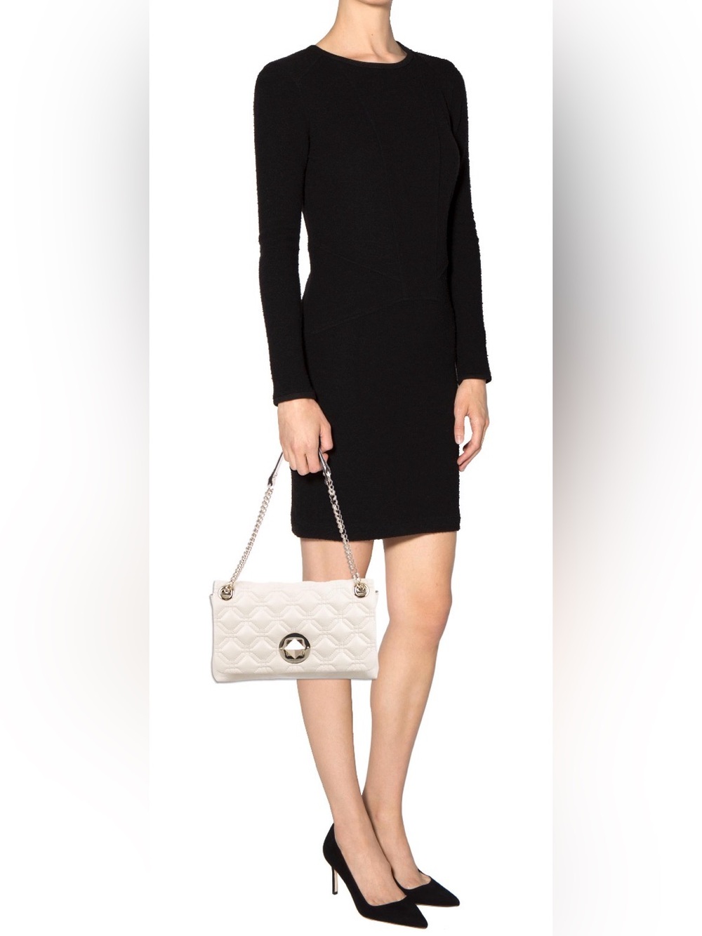 Kate Spade Quilted Leather Handbag  Light Gold Hardware Off White
